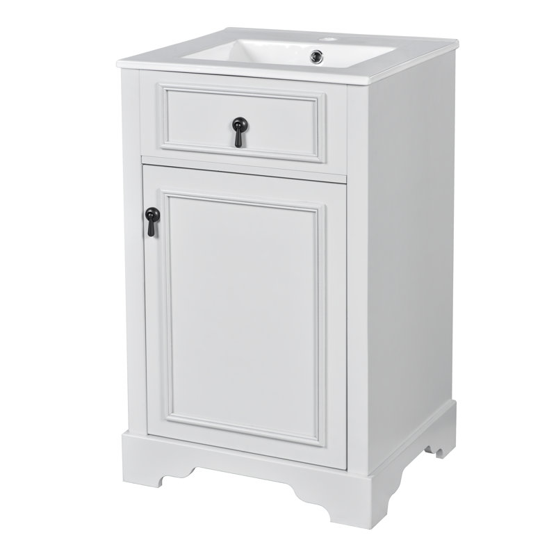 Meuble-lavabo 20 po avec comptoir en céramique, Blanc