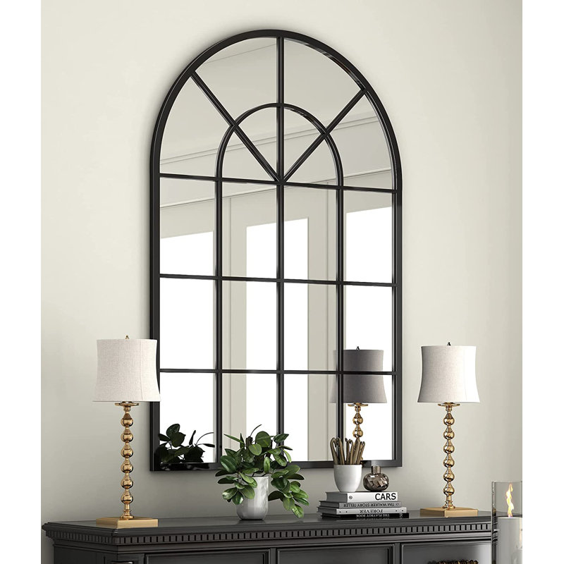 Jamori Metal Framed Window Pane Wall Mirror Accent Decorative Mirror Detachable Separable
