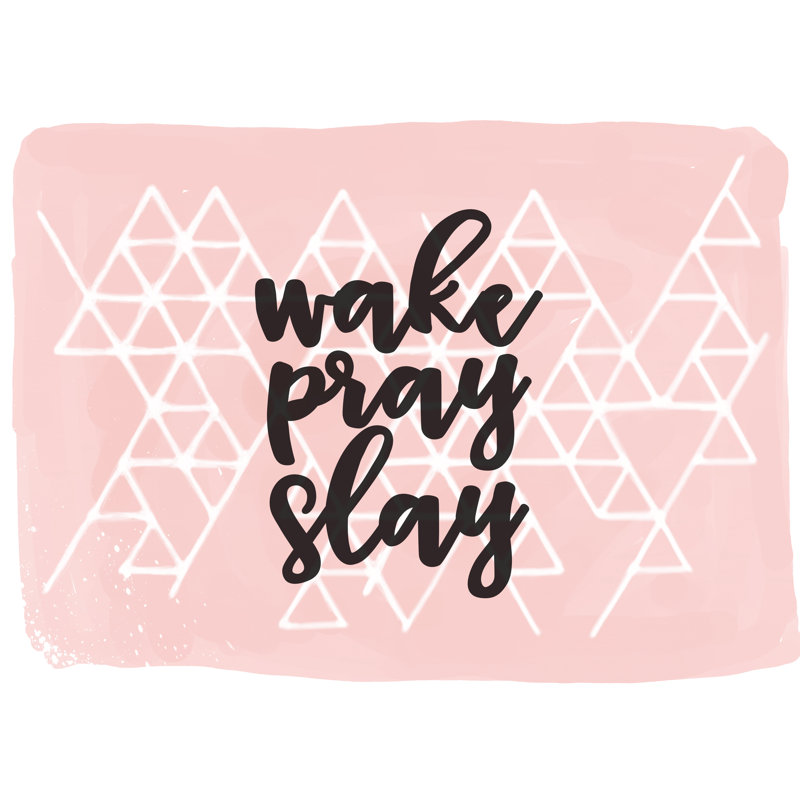 Wake Pray Slay Pink Geo 2 - Wrapped Canvas Print, 20cm H x 30cm W x 3.8cm D