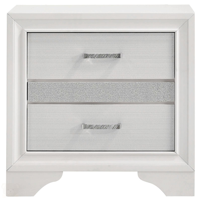 Table de chevet 2 tiroirs avec plateau à bijoux caché, Blanc