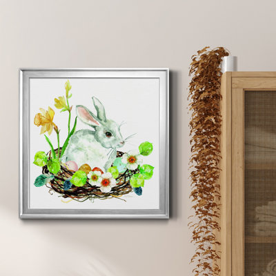 Bunny Wreath - Peinture sur toile encadrée