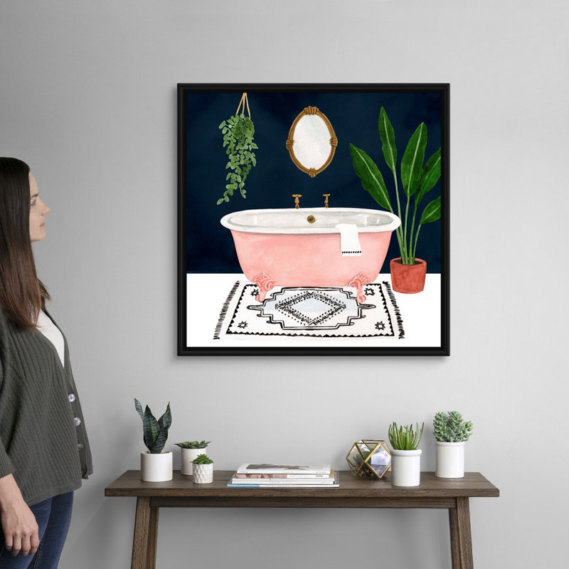 Boho Bath II - reproduction d'art sur toile, Cadre flottant noir, H 31,7 po x l 31,7 po x P 1,75 po