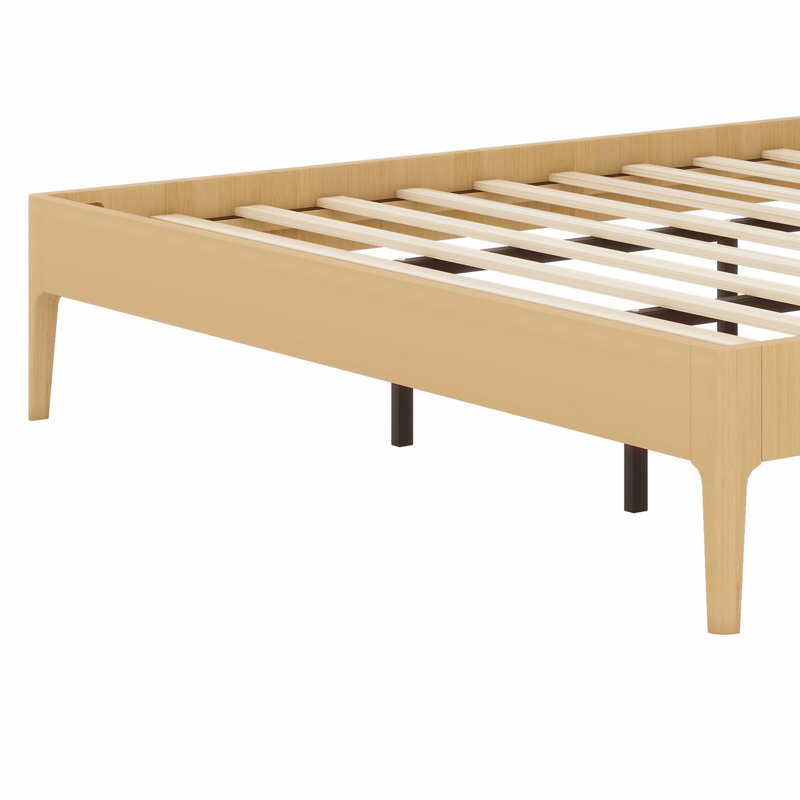 Simple & Modern Wood Platform Bed Frame with Stable Support System, Natural