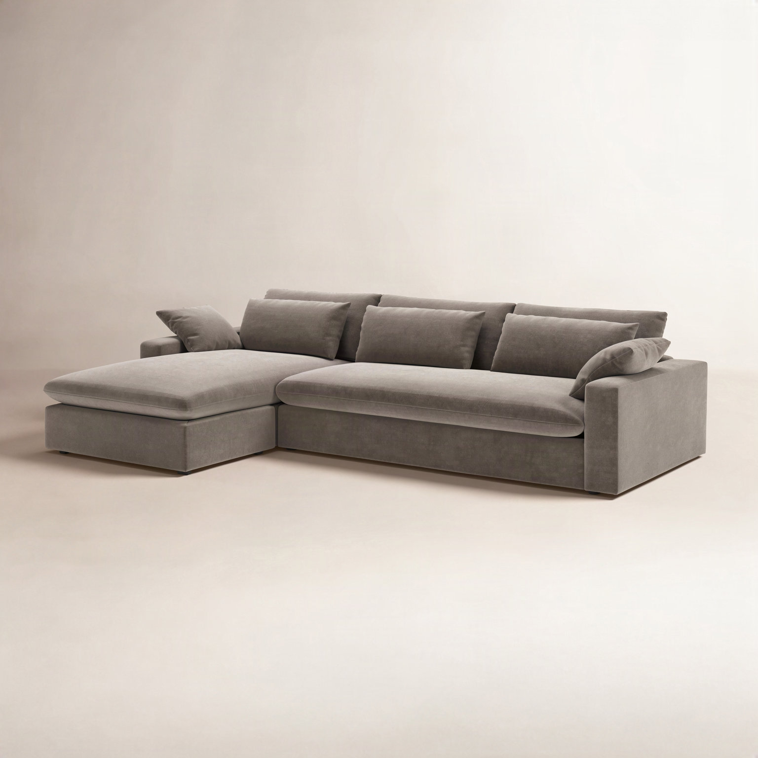 Remy Chaise Sectional, Andrew Driftwood Performance Chenille, Left Hand Facing