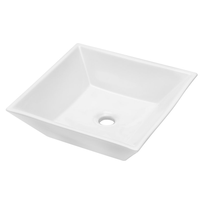 Lavabo de salle de bain vasque carré en céramique blanche 16 x 16 pouces
