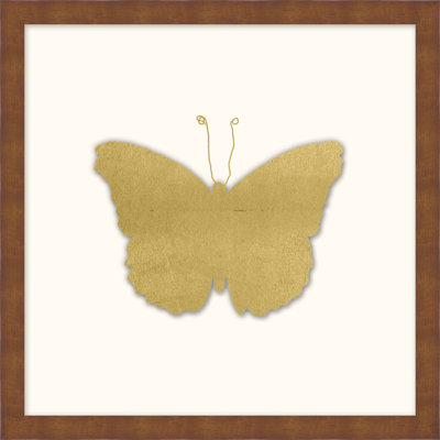 Gold Leaf Butterfly 2' Framed Graphic Art Print on Glass