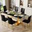 Ensemble de table de salle à manger de luxe avec plateau en verre et chaises en similicuir, ensemble de table de cuisine moderne avec pieds en métal doré-2002296335-2003135938-2002296333