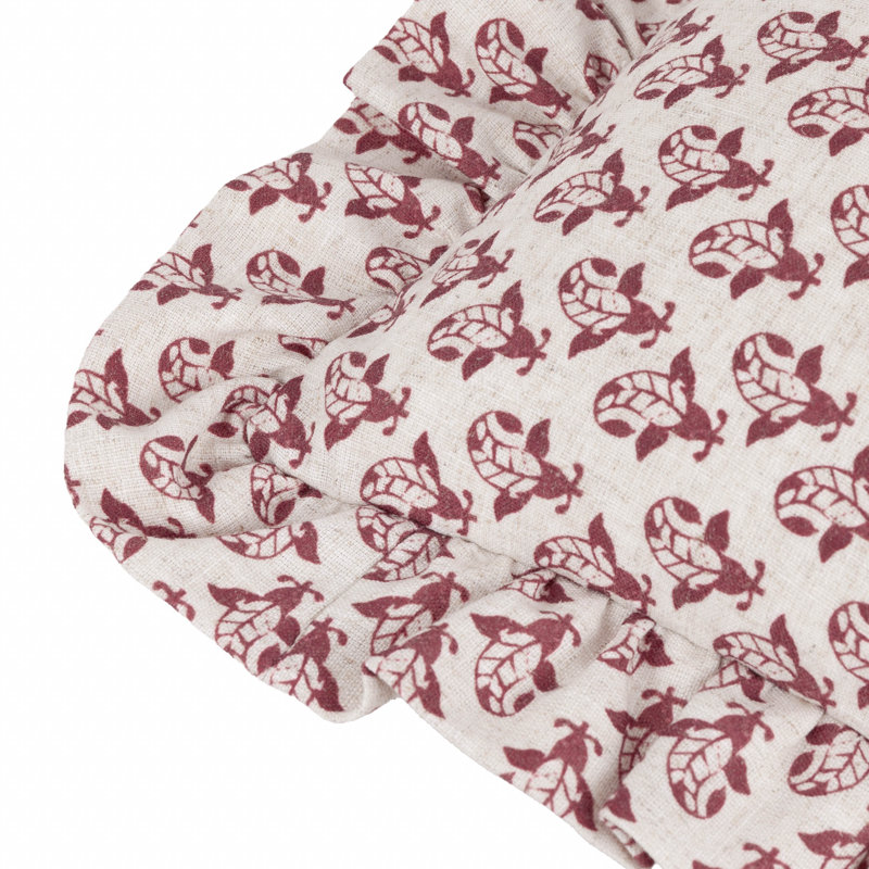 Floral Square Pillow Cover, Red