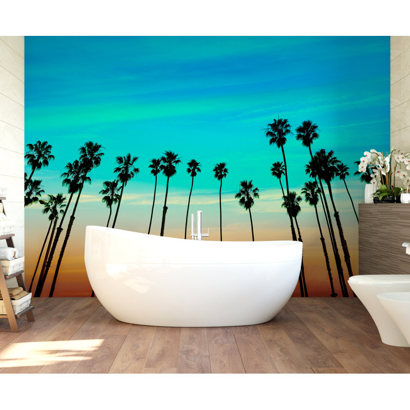 Murale palmier socal coucher de soleil Makoti, L 108 po x l 48 po