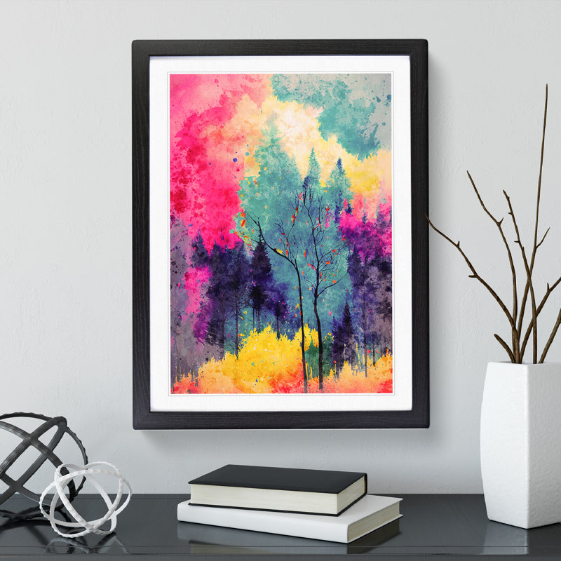 Splashed Paint Forest No.5 - Framed Print, Black Framed, 34cm H x 25cm W x 2cm D