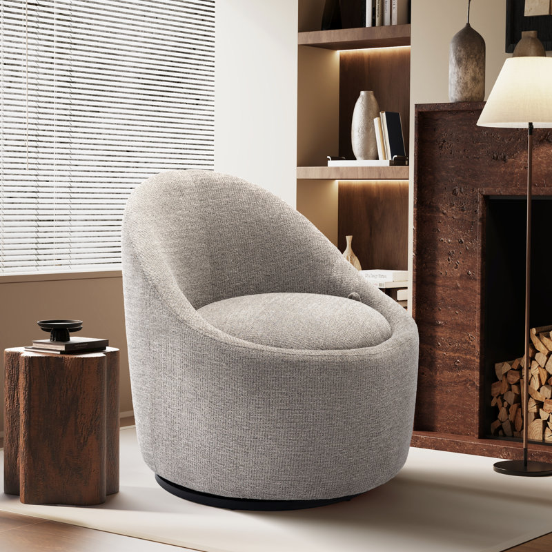Lawandra 71.9Cm Wide Swivel Barrel Chair, Light Grey 