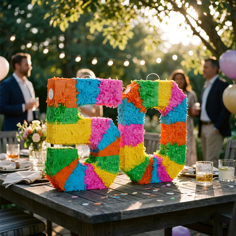 Fax Potato - Pinata Set with Stick & Blindfold - 50th Birthday / Anniversary - Rainbow