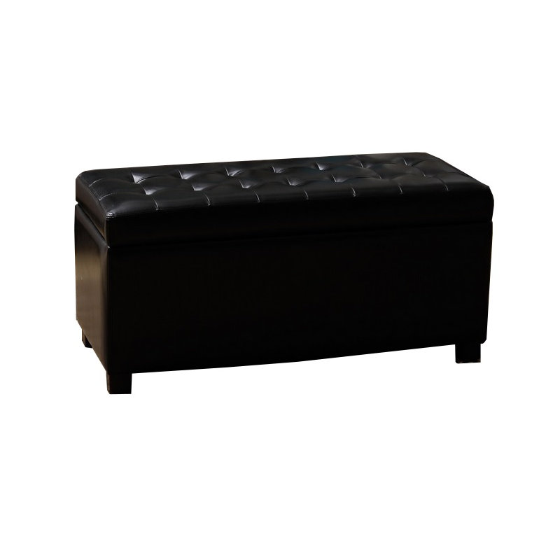 Stromsburg Faux Leather Upholstered Storage Bench, Black