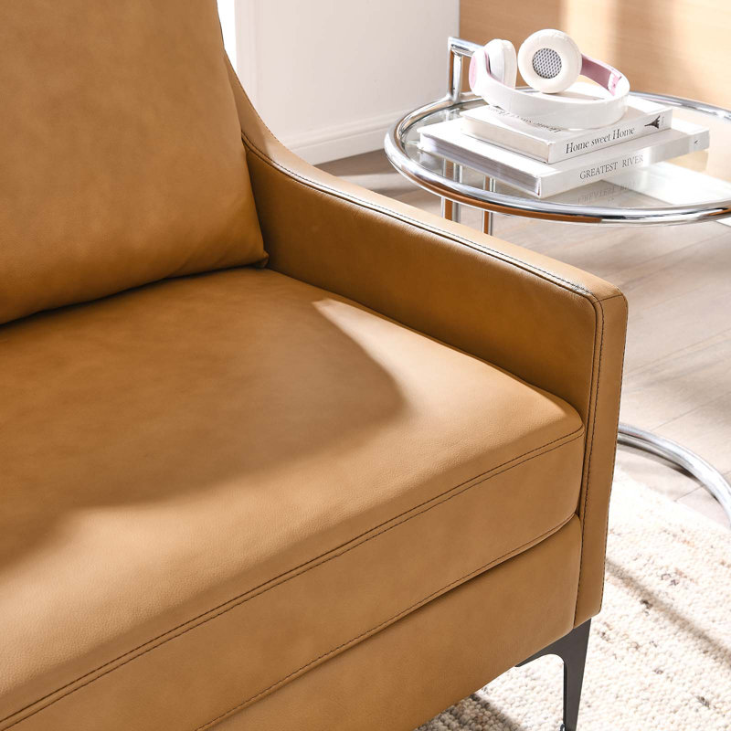 Causeuse en cuir Corland, Cuir véritable brun clair