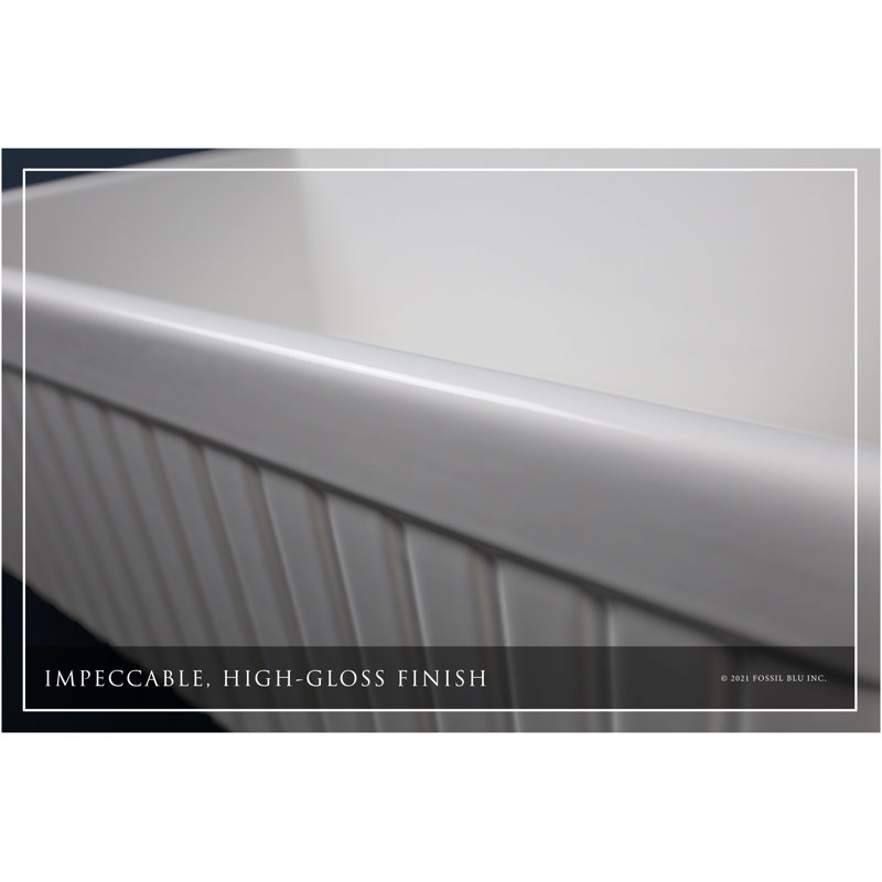 Luxury Solid Fireclay Farmhouse Sink, Brushed Brass Accessories