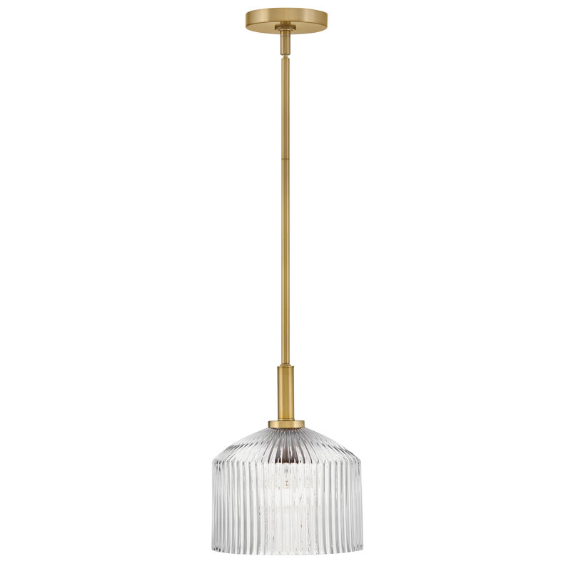 Petit luminaire suspendu Lisette avec verre nervuré, Clair