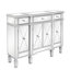 Console avec 3 tiroirs et 4 portes, porte en X en miroir MDF argenté