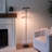 Ivo 65.2" Japandi-Inspired LED Floor Lamp With Oak Stem And Red Accent Shades
