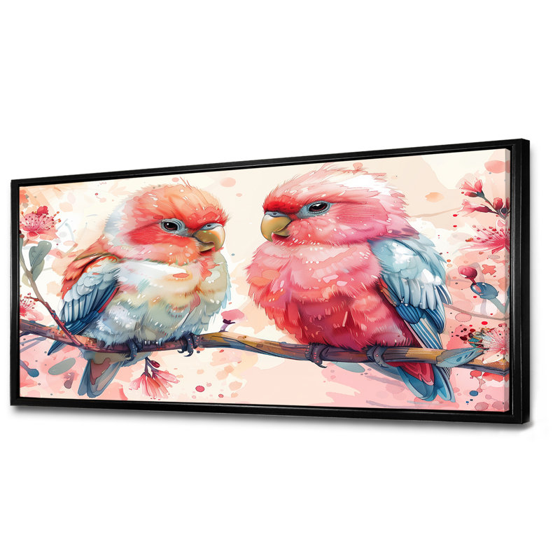 Saxatil - Art mural perroquet, H 28 po x l 60 po, Cadre flottant noir