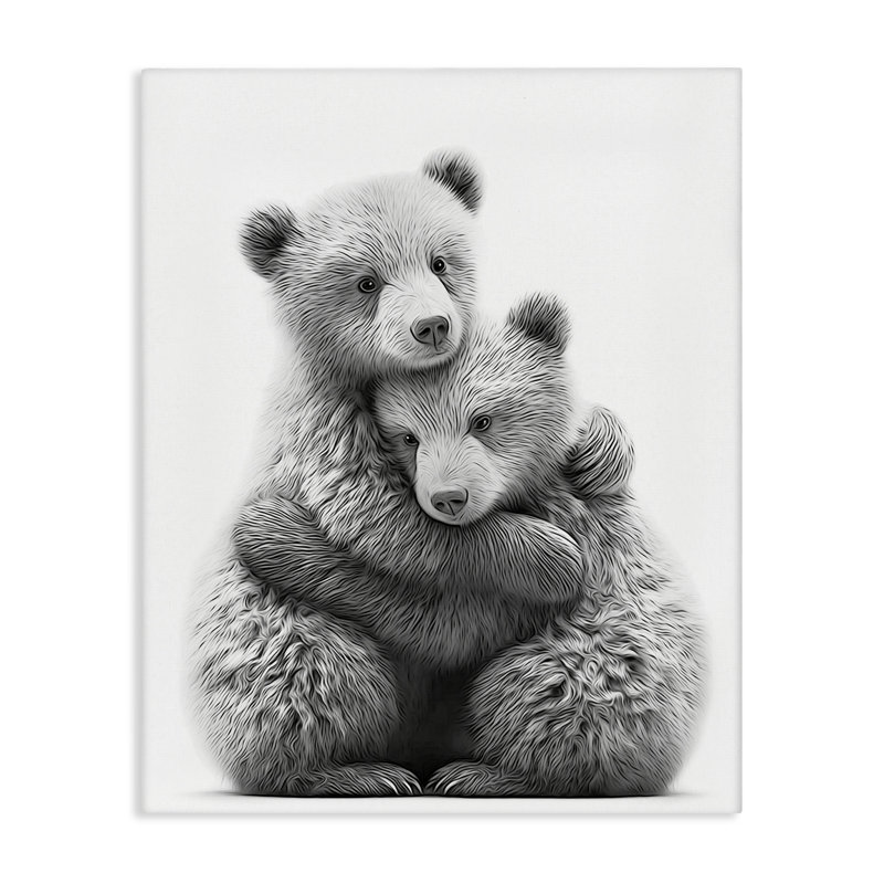 «Two Hugling Bears», art mural sur toile par Annalisa Latella, H 48 po x l 36 po