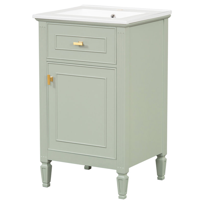 Meuble-lavabo simple 20 po avec comptoir en céramique, Vert