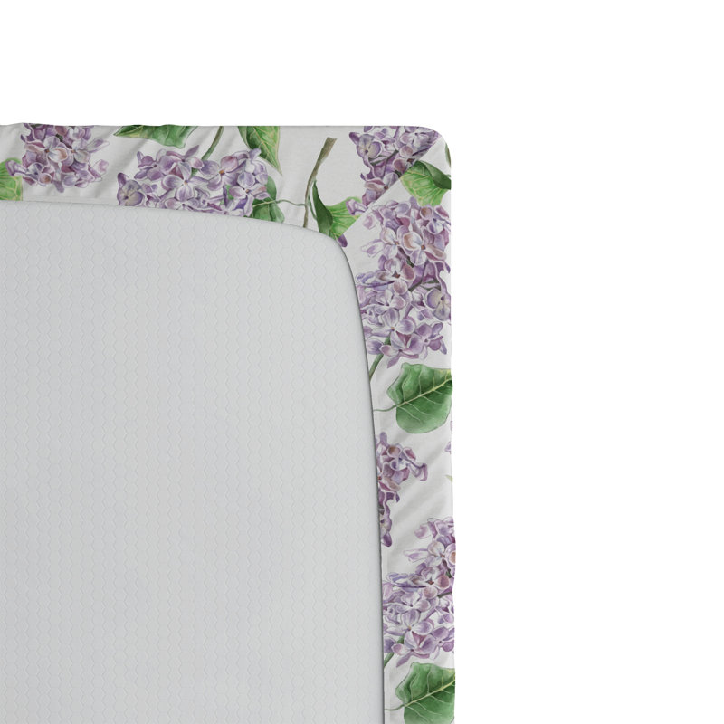 Ensemble de 2 draps-housses Ambesonne, Lilac/Green Floral, Drap-housse grand