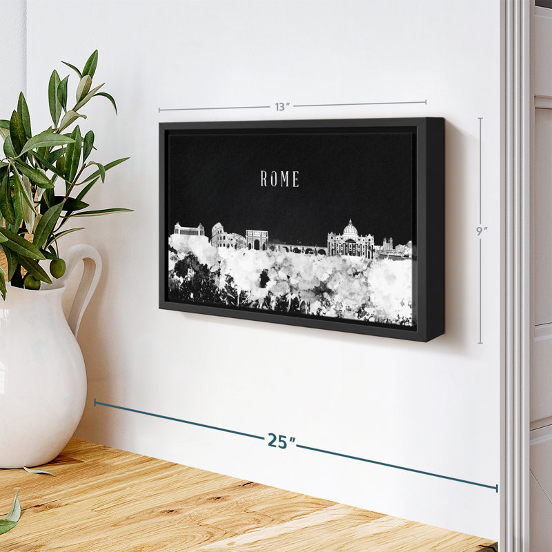" Rome Skyline BW ", 9" H x 13" W