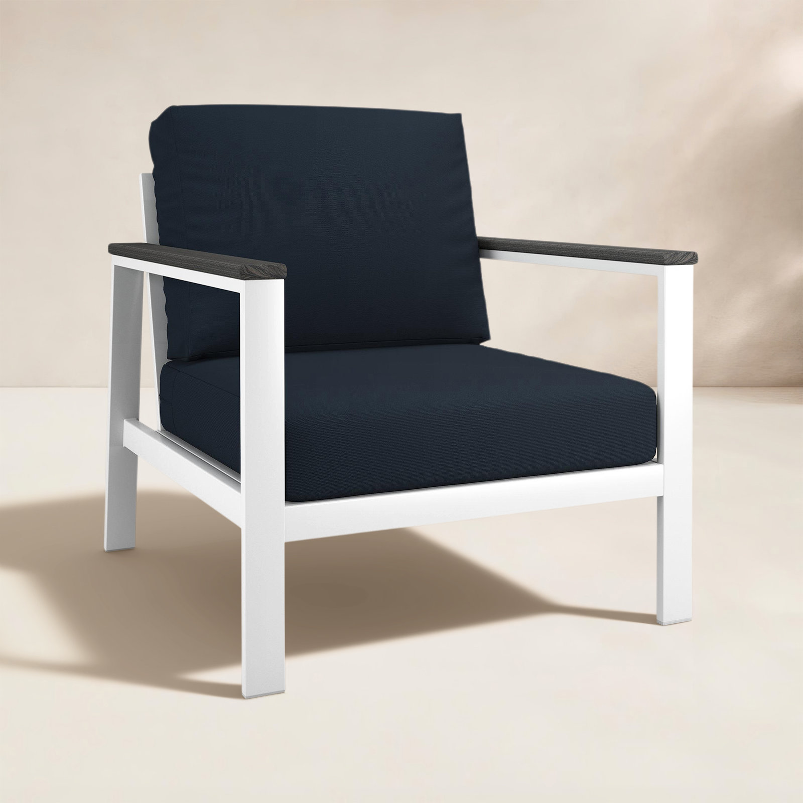 Townsend Sunbrella® Patio Lounge Chair, Canvas Navy, Light Gray