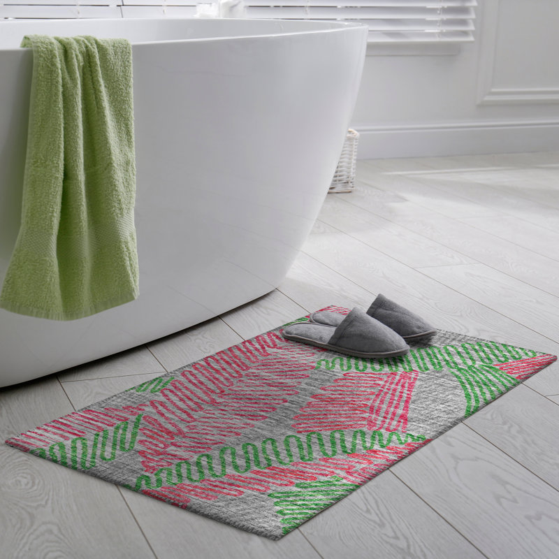 Chenille Washable Abstract Indoor/Outdoor Rug, Rectangle 1'8" x 2'6"