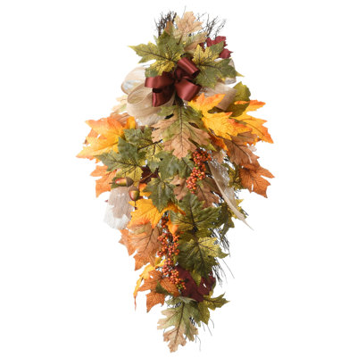 30" Harvest Maple Leaves Teardrop Décor