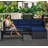 Loveseat Sofa Chaise Lounge Coffee Table Patio Furniture Set, Rattan Outdoor Sofa Set-1671650568