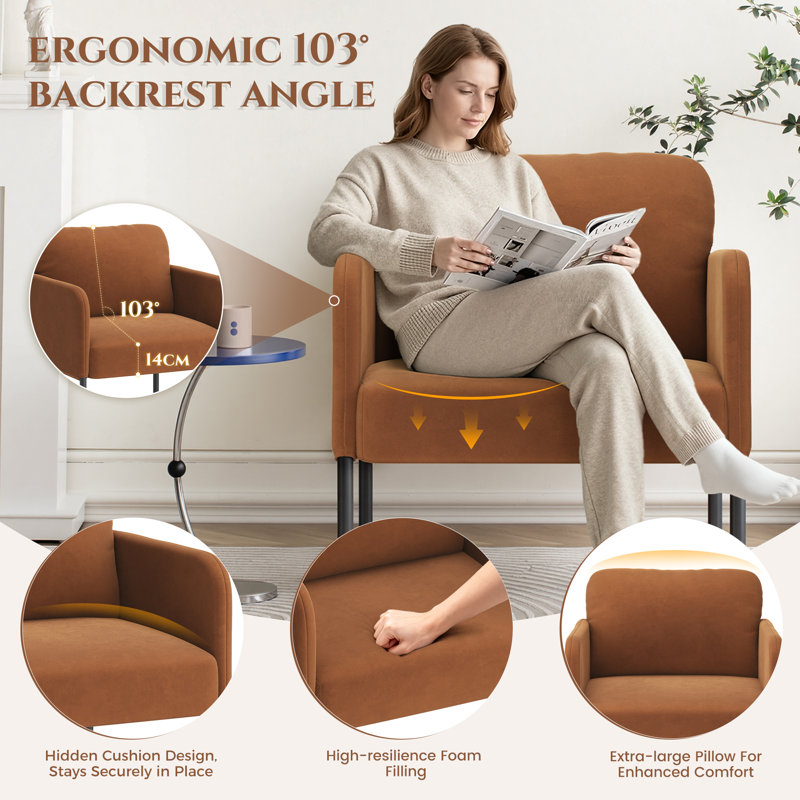 Velvet Armchair, Orange