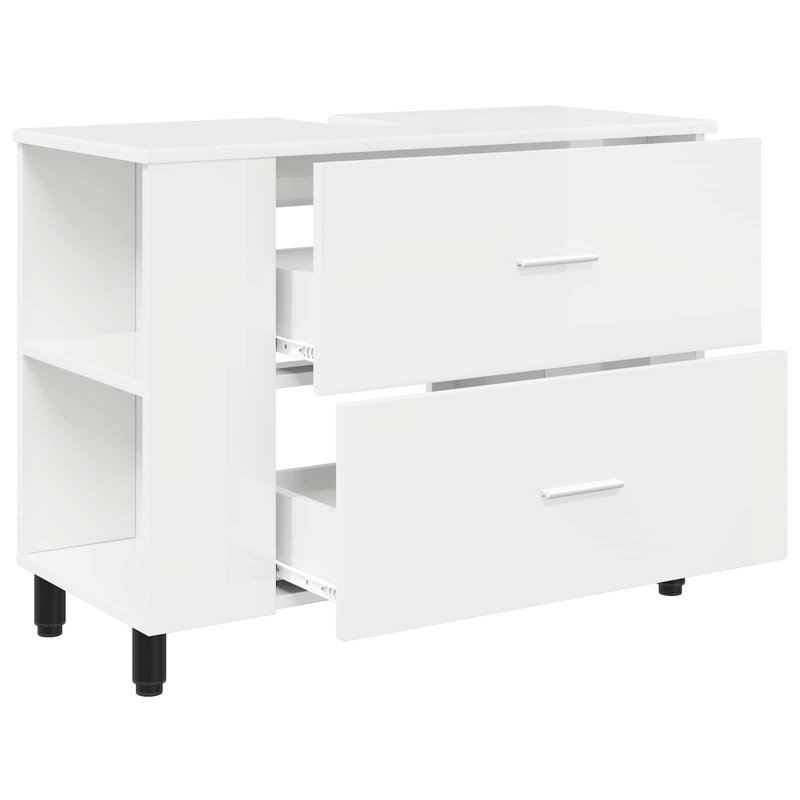 80 mm Single Double Bathroom Vanity Base, High Gloss White