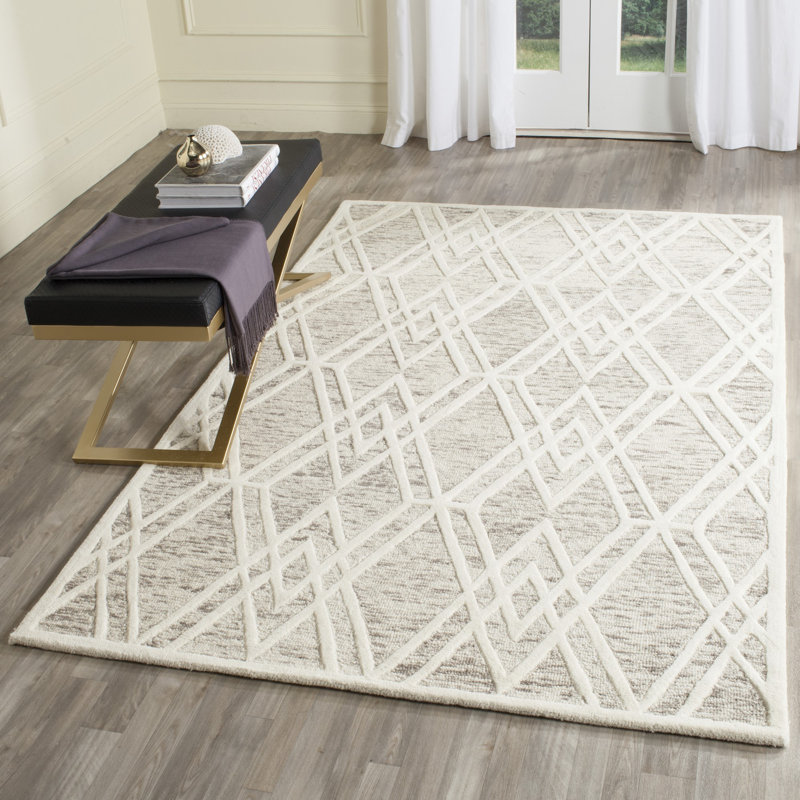 Ellicott Hand Tufted Wool Geometric Rug, Rectangle 4' x 6'
