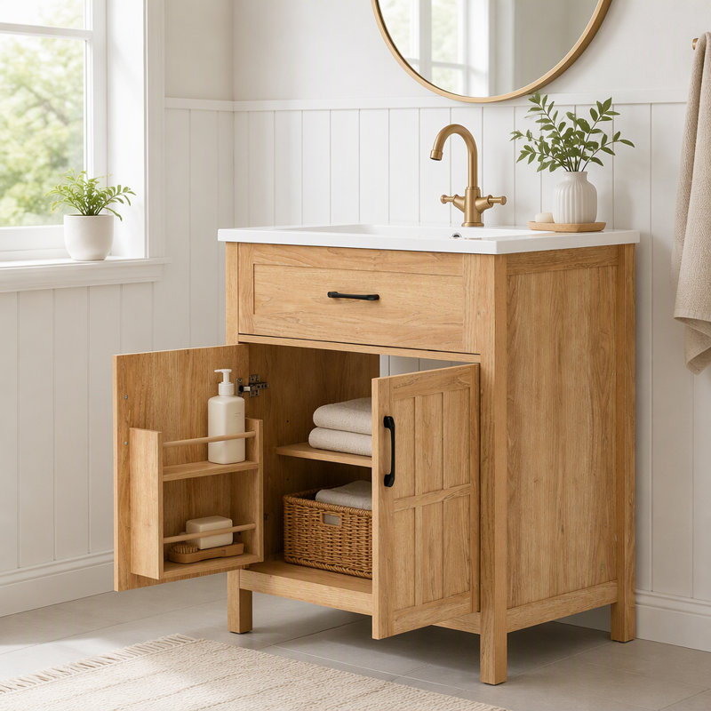 Single Vanity Bathroom Vanity With Resin Top