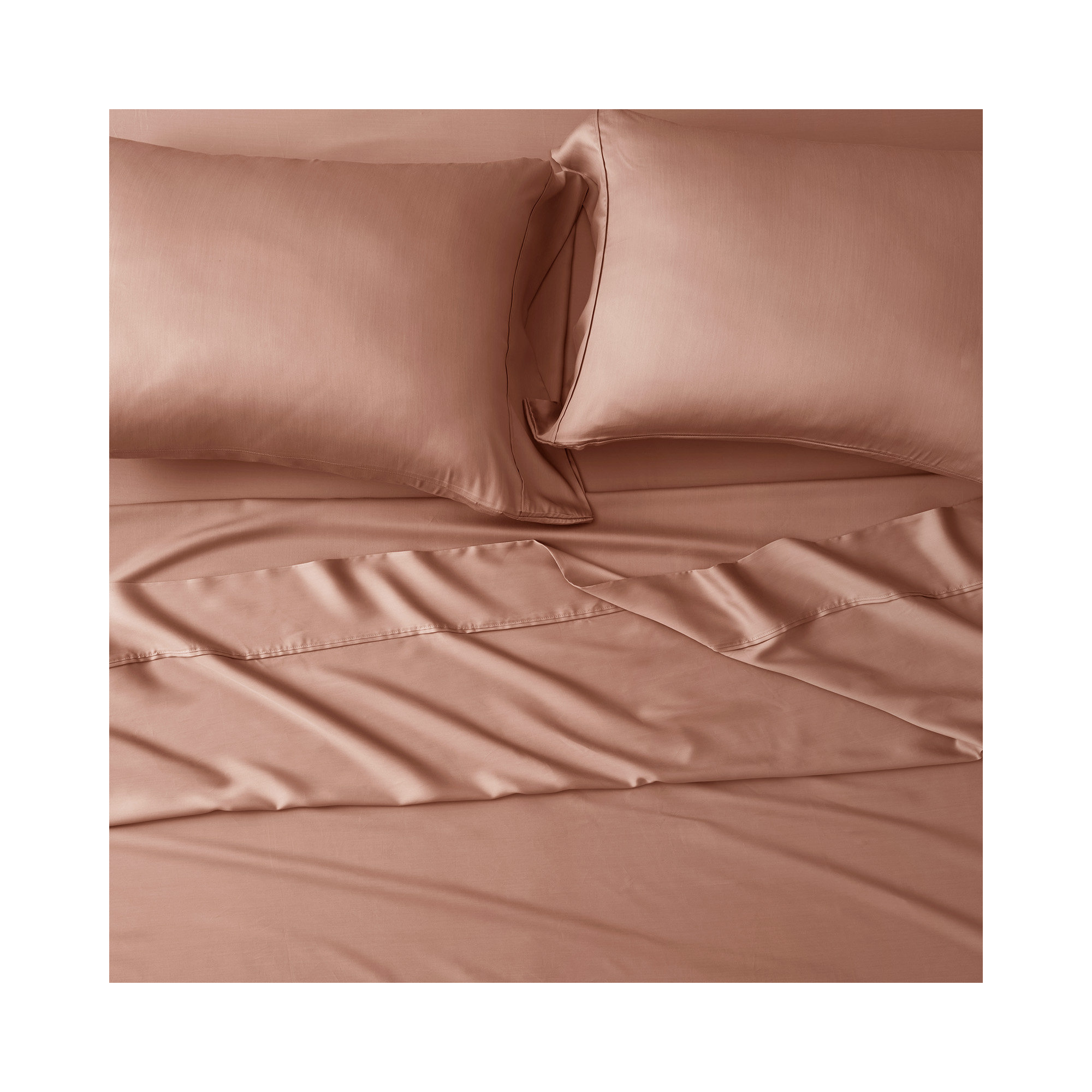 Tencel Sheet Set 4 Pieces, King Sheet Set + 1 Fitted Sheet + 2  Pillowcases, Terracotta Clay