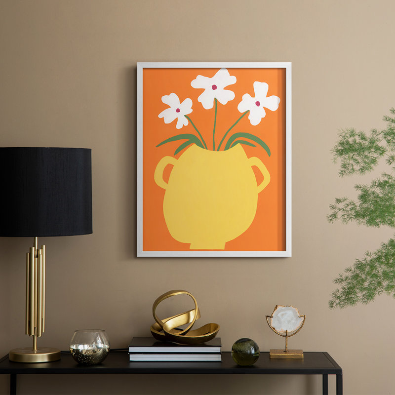 «Modern Blooms II», reproduction encadrée - bois massif, H 11 po x l 9 po, Blanc