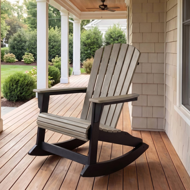 Chaise berçante Benno Adirondack, noire, Noir / gris bois flottant