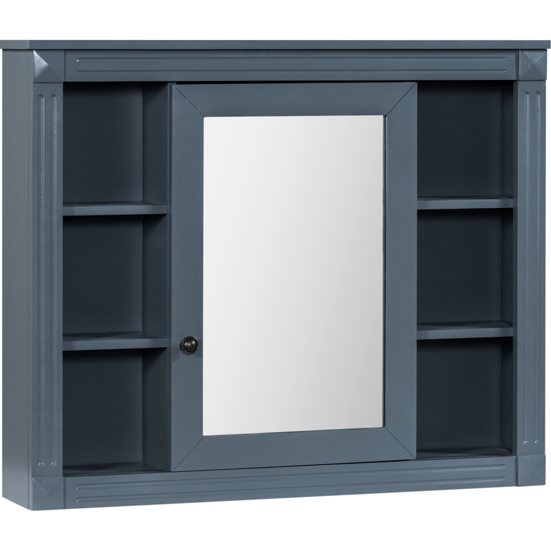 Rangement de salle de bain avec armoire à miroir - 35 po x 28 po, conception moderne, charnières réglables, construction murale 28 po, dissimulée