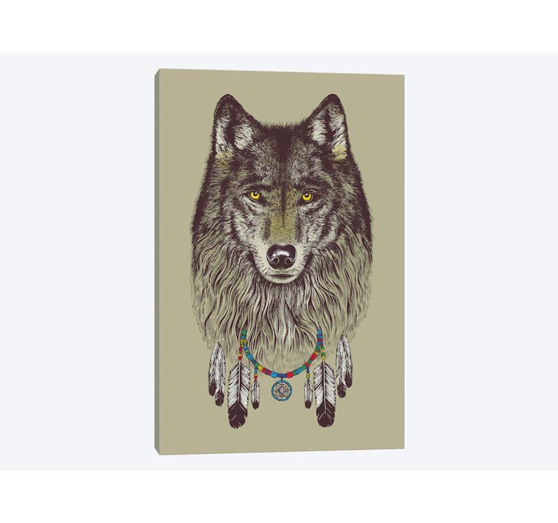 « loup rêves », impression sur toile, H 40 po x l 26 po x P 1,5 po, Toile tendue, Pas de tapis