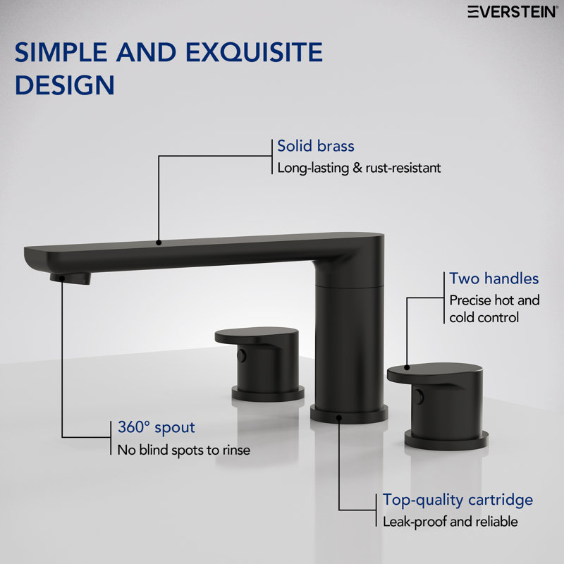 2 Handle Deck Mount Roman Tub Filler Faucet, Matte Black