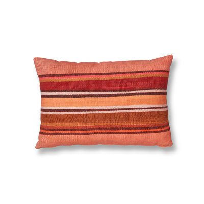 Coral Strip 100% Cotton Lumbar Rectangular Pillow Cover & Insert