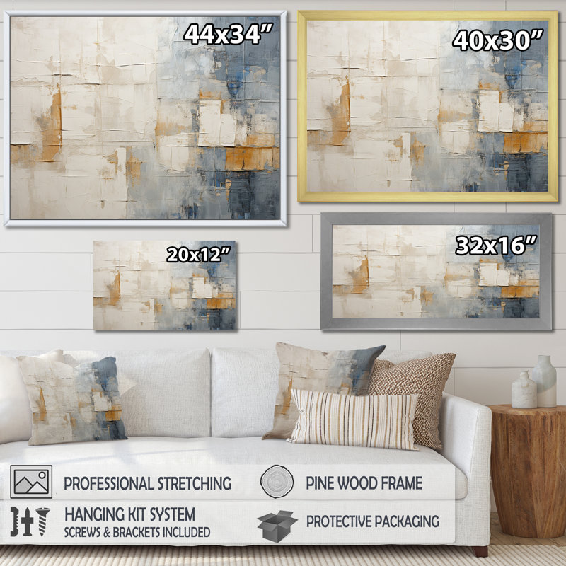 Minimalisme beige et doré scandinave I - art mural scandinave, H 34 po x l 44 po x P 1,5 po, Toile tendue