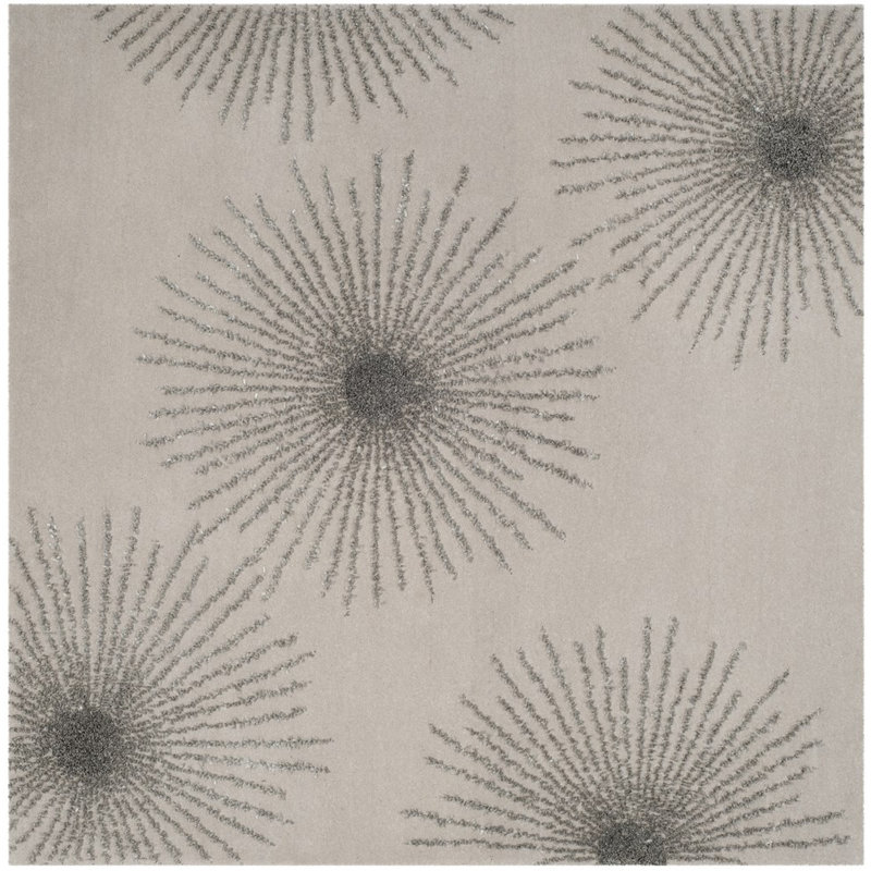 Tapis abstrait en laine et viscose touffetés à la main Amier, Carré 6 pi
