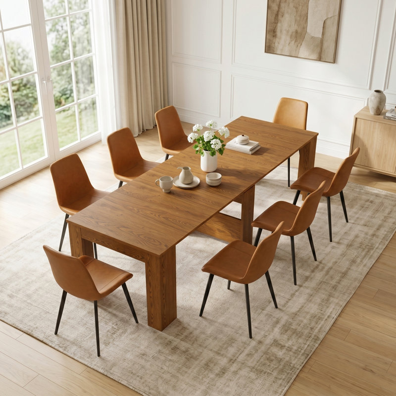 Ensemble de table de salle à manger de cuisine, console extensible avec chaises de salle à manger, Brown, Brun