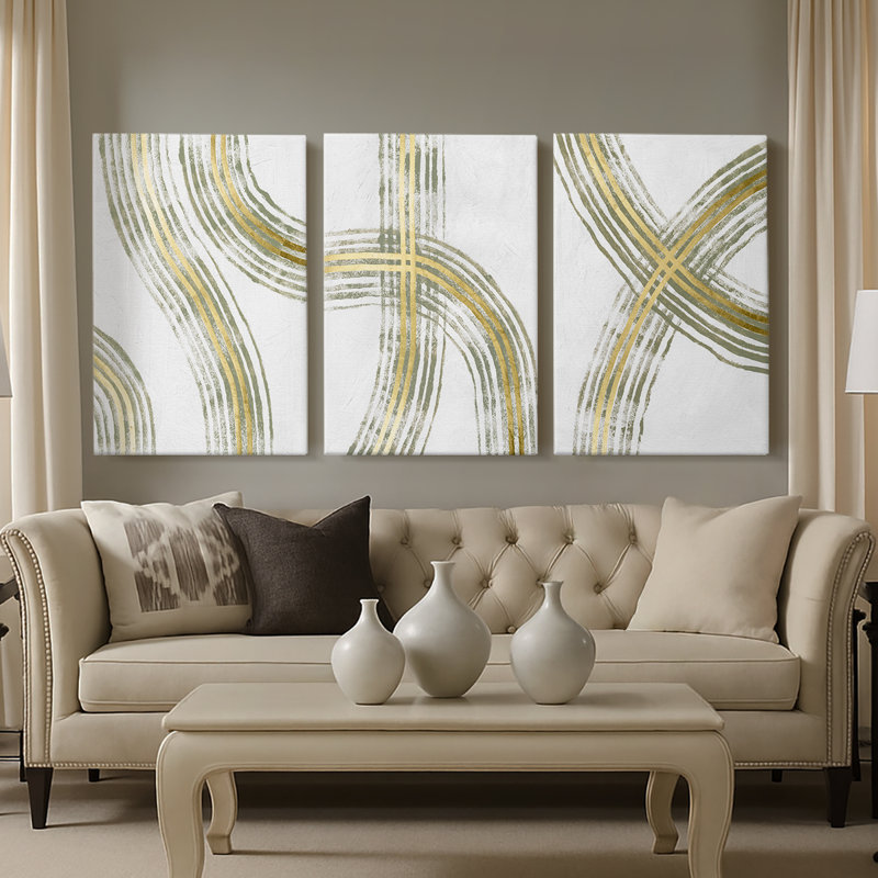Out Out I - Toile tendue avec châssis sur mesure - 3 pièces, H 12 po x l 24 po