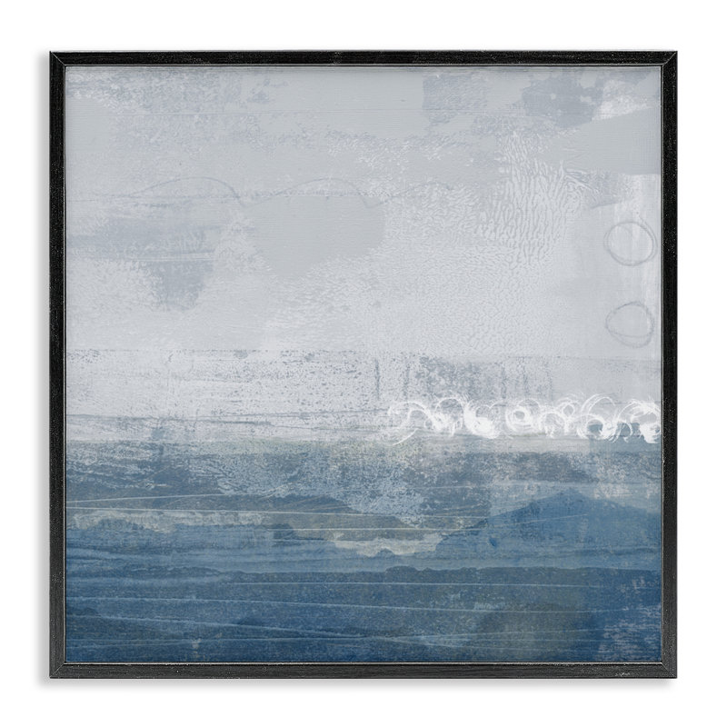 Ocean Tide Abstract Framed Giclee, design by Dan Meneely, 24" H x 24" W, Midnight Black Framed Giclee