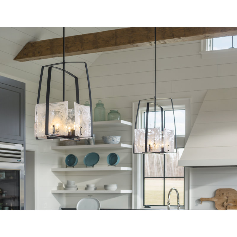 Arc 4 - Light Lantern Rectangle Chandelier, Black
