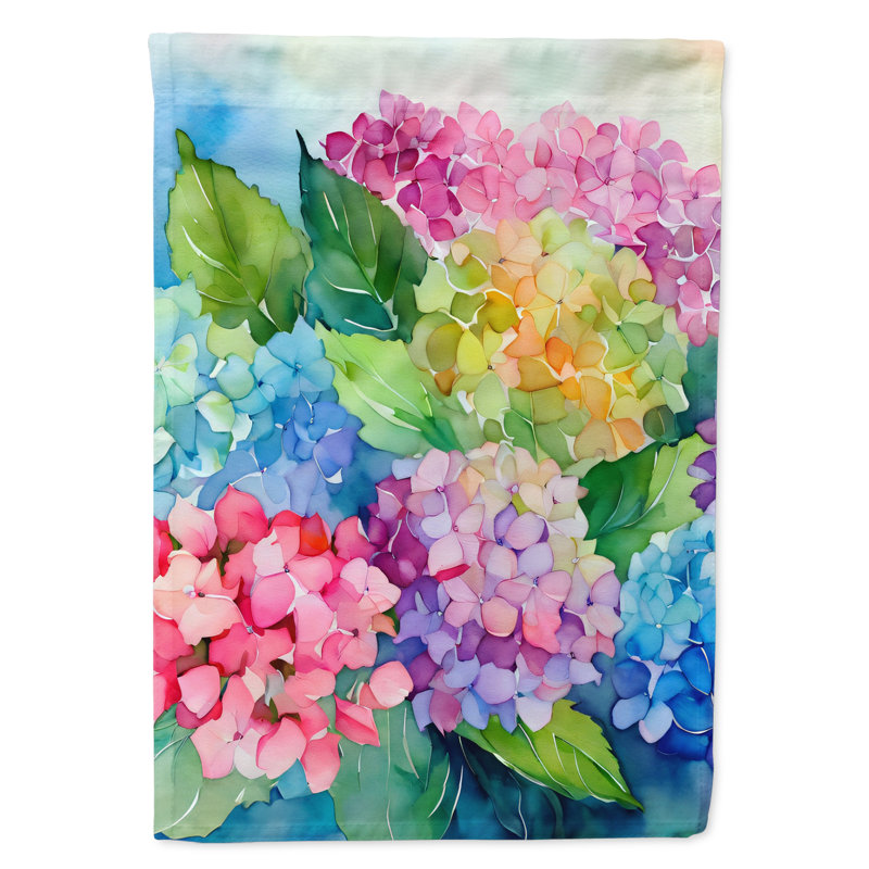 Hortensias dans le drapeau de la maison à l'aquarelle