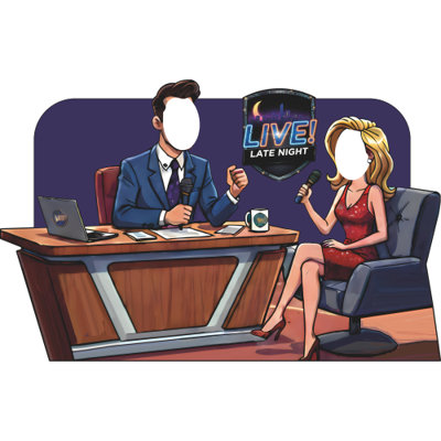 SS11320 Live Saturday Late Night Talk Show Couple Stand In Cardboard Cutout Standee Standup